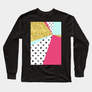 gold aqua pink dots color block abstract Long Sleeve T-Shirt